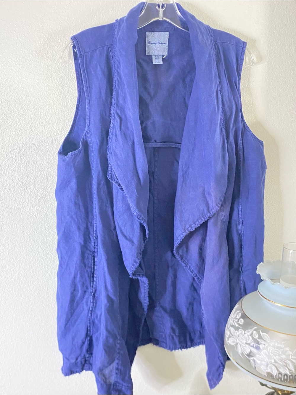 Tommy Bahama Linen Sleeveless Draped Waterfall Vest Womens Size Large
